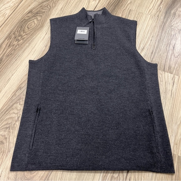 G Fore 1/4 Zip Lined Wool Tech Golf Sweater Vest Charcoal Gray Mens Small NWT